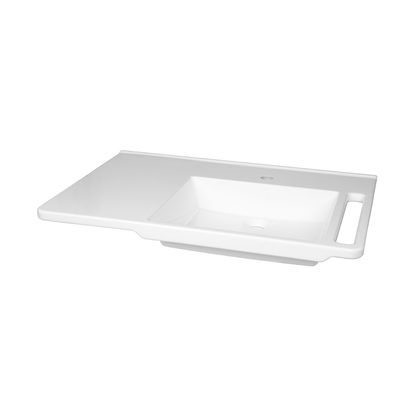 Washbasin Sink DDA AS1428.1 Accessible Modern Wall Hung Right Hand Bowl with Side Handle 800mm Gloss White - WBM-803-R-1W