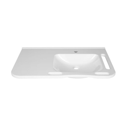 Washbasin Sink DDA AS1428.1 Accessible Modern Wall Hung Right Hand Bowl with Side and Front Handles 845mm Gloss White - WBM-802-R-1W