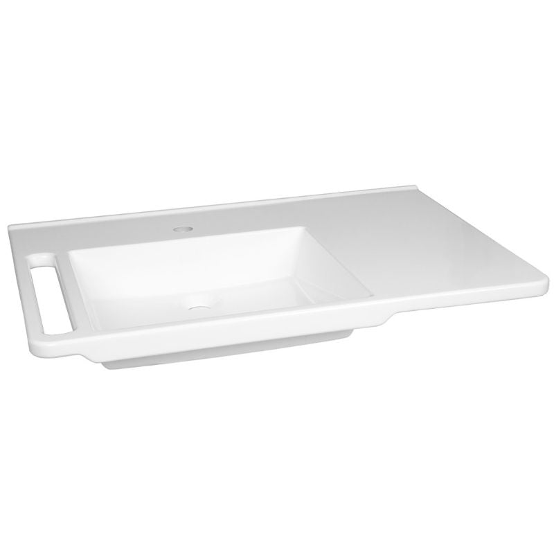 Washbasin Solid Surface Resin 800mm White Left Hand - WBM-803-L-1W