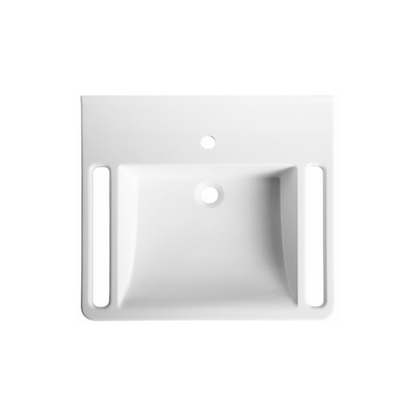 Washbasin Solid Surface Resin With Side Handles 600mm Gloss White - WBM-601-1W