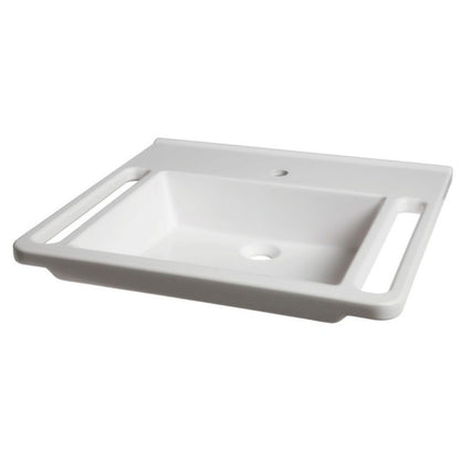 Washbasin Solid Surface Resin With Side Handles 600mm Gloss White - WBM-601-1W