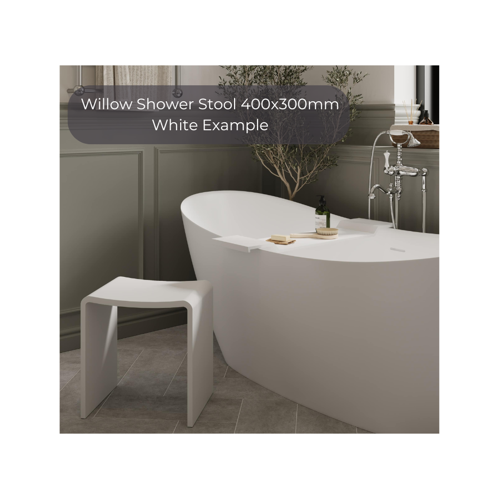 Willow Shower Stool 400x300mm - White - WS4030W