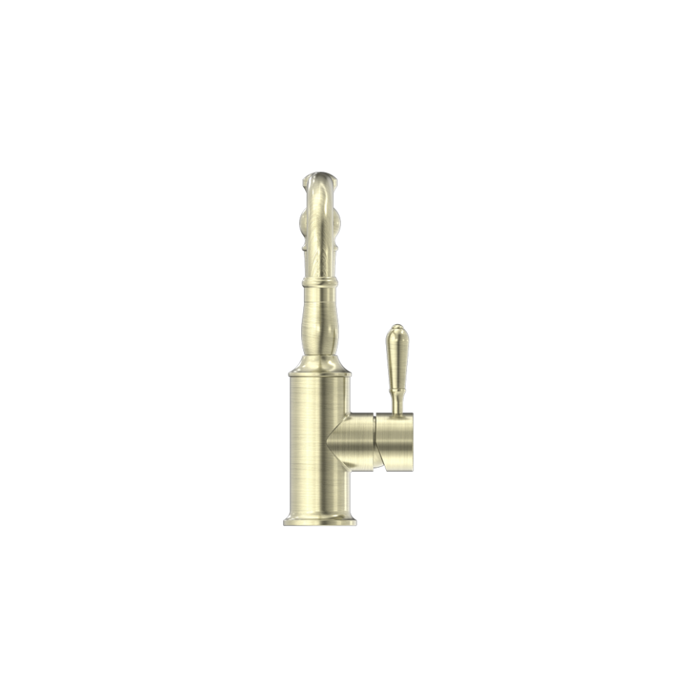 York Basin Mixer Hook Spout With Metal Lever Aged Brass - NR69210202AB