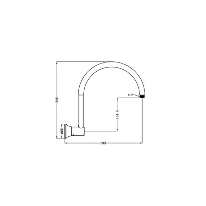 York Shower Arm Matte Black - NR508MB