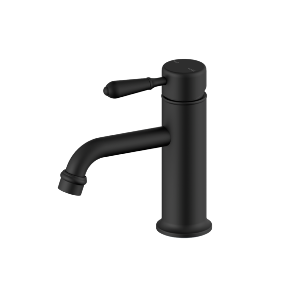 YORK STRAIGHT BASIN MIXER WITH METAL LEVER MATTE BLACK