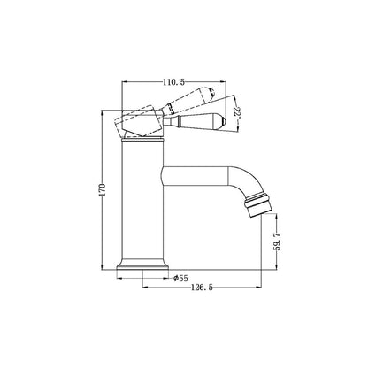 York Straight Basin Mixer With White Porcelain Lever Chrome - NR692101b01CH