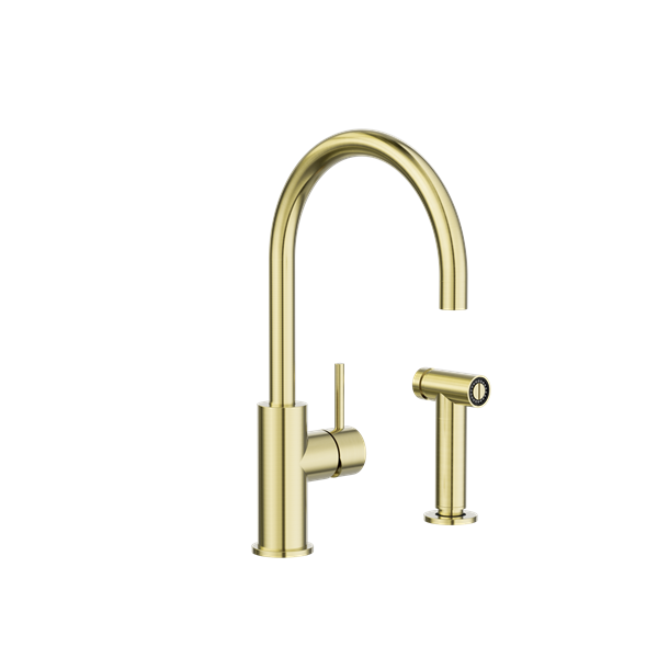 Zen SS316L Kitchen Mixer With Hand Spray Brushed Gold - NR162208BG