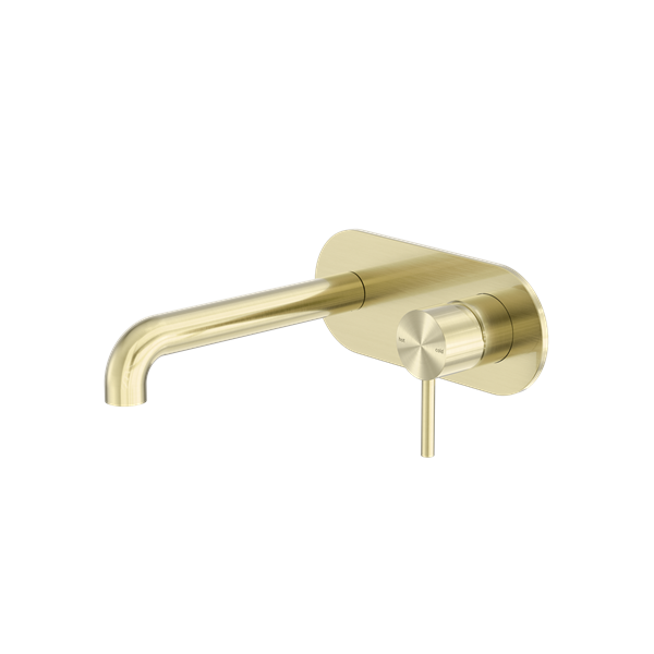 Zen SS316L Wall Basin/Bath Mixer 185mm Spout Brushed Gold - NR162210A185BG