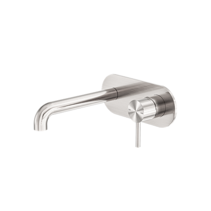 Zen SS316L Wall Basin/Bath Mixer 185mm Spout Brushed Nickel - NR162210A185BN