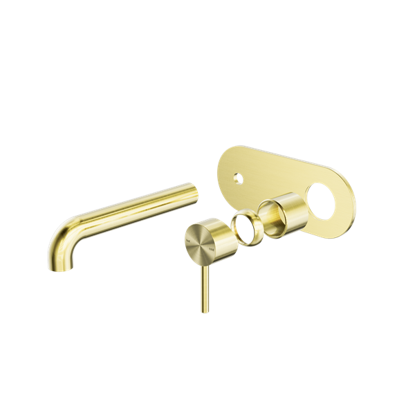 Zen SS316L Wall Basin/Bath Mixer 185mm Spout Trim Kits Only Brushed Gold - NR162210A185tBG