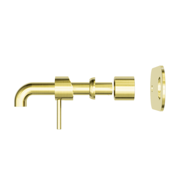 Zen SS316L Wall Basin/Bath Mixer 185mm Spout Trim Kits Only Brushed Gold - NR162210A185tBG