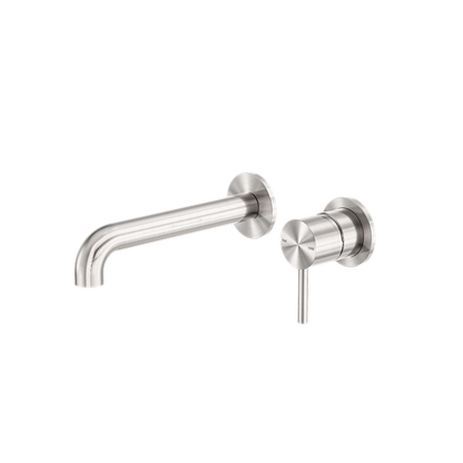 Zen SS316L Wall Basin/Bath Mixer Separate Back Plate 185mm Spout Brushed Nickel - NR162210B185BN