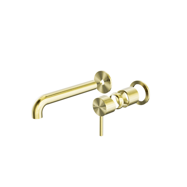 Zen SS316L Wall Basin/Bath Mixer Separate Back Plate 185mm Spout Trim Kits Only Brushed Gold - NR162210B185tBG