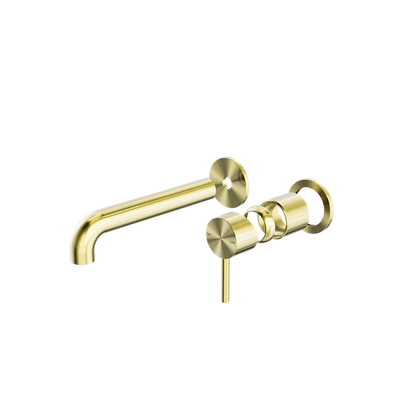 Zen SS316L Wall Basin/Bath Mixer Separate Back Plate 185mm Spout Trim Kits Only Brushed Gold - NR162210B185tBG