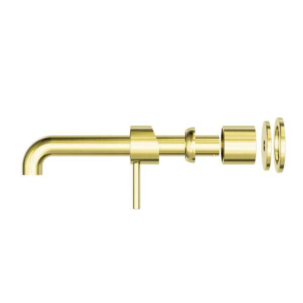 Zen SS316L Wall Basin/Bath Mixer Separate Back Plate 185mm Spout Trim Kits Only Brushed Gold - NR162210B185tBG