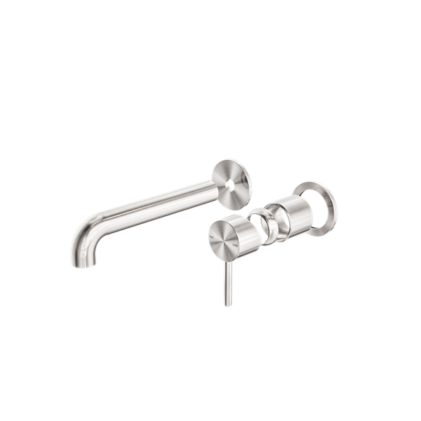 Zen SS316L Wall Basin/Bath Mixer Separate Back Plate 185mm Spout Trim Kits Only Brushed Nickel - NR162210B185tBN