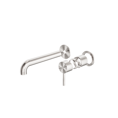 Zen SS316L Wall Basin/Bath Mixer Separate Back Plate 185mm Spout Trim Kits Only Brushed Nickel - NR162210B185tBN