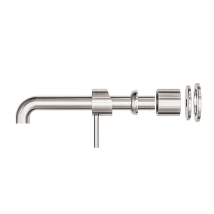 Zen SS316L Wall Basin/Bath Mixer Separate Back Plate 185mm Spout Trim Kits Only Brushed Nickel - NR162210B185tBN