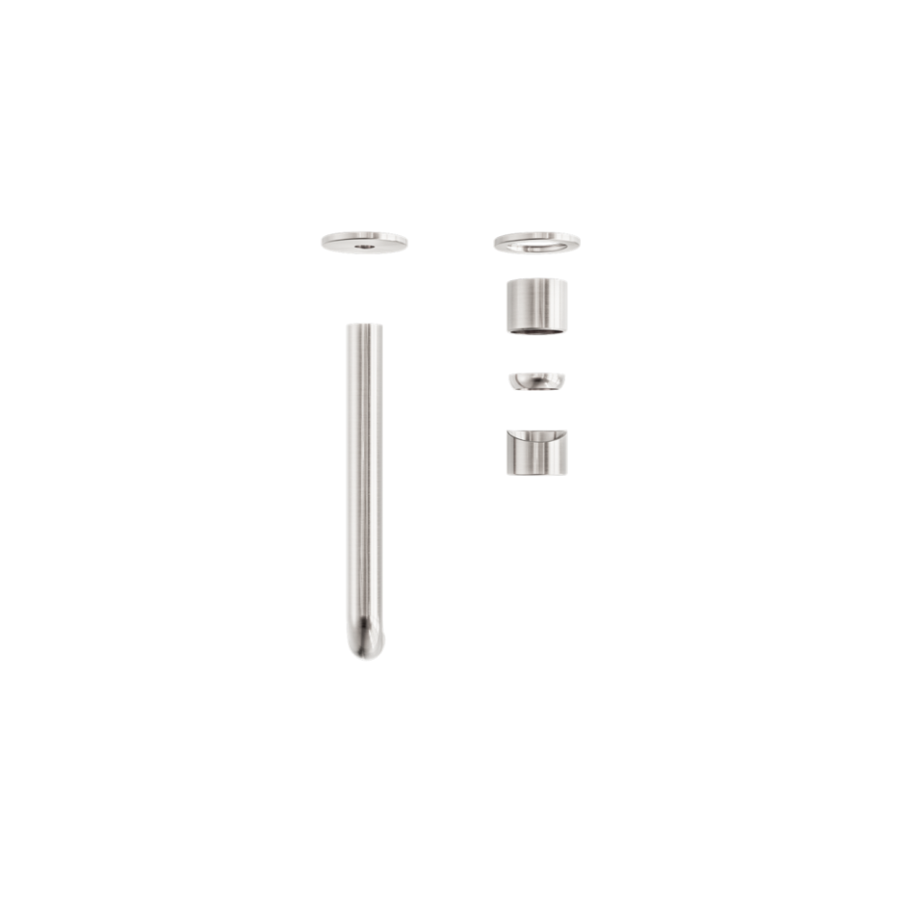 Zen SS316L Wall Basin/Bath Mixer Separate Back Plate 185mm Spout Trim Kits Only Brushed Nickel - NR162210B185tBN