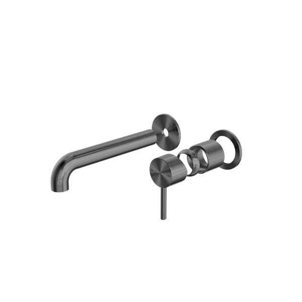 Zen SS316L Wall Basin/Bath Mixer Separate Back Plate 185mm Spout Trim Kits Only Graphite - NR162210B185tGR