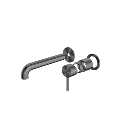 Zen SS316L Wall Basin/Bath Mixer Separate Back Plate 185mm Spout Trim Kits Only Graphite - NR162210B185tGR