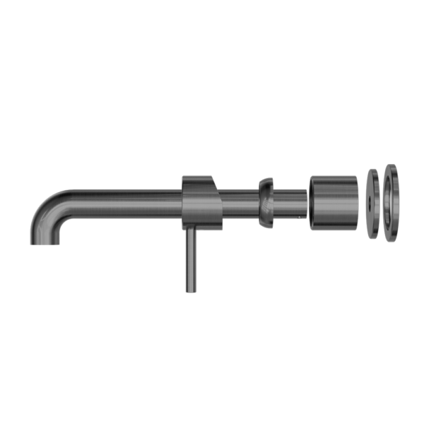 Zen SS316L Wall Basin/Bath Mixer Separate Back Plate 185mm Spout Trim Kits Only Graphite - NR162210B185tGR