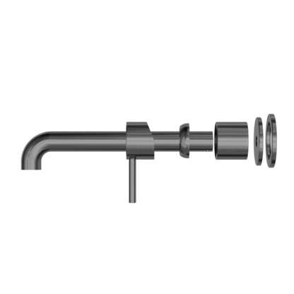 Zen SS316L Wall Basin/Bath Mixer Separate Back Plate 185mm Spout Trim Kits Only Graphite - NR162210B185tGR