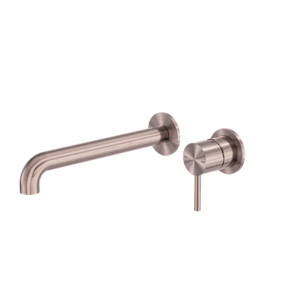 Zen SS316L Wall Basin/Bath Mixer Separate Back Plate 230mm Spout Brushed Bronze - NR162210B230BZ