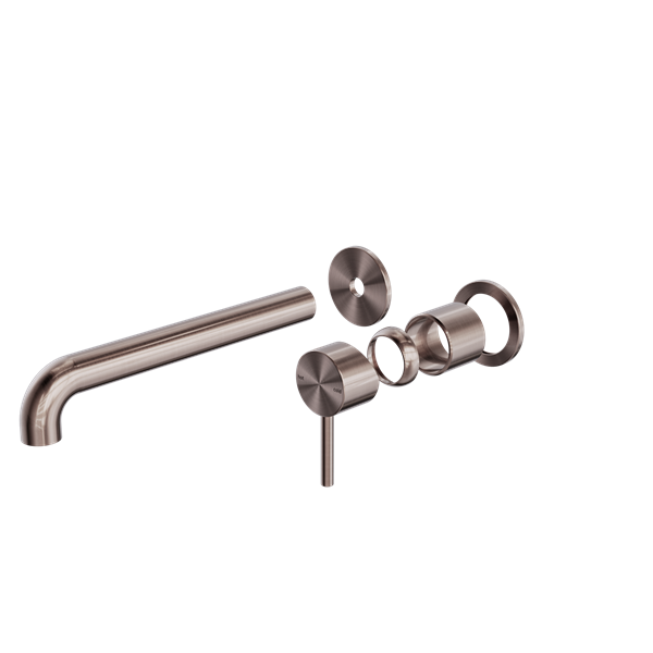 Zen SS316L Wall Basin/Bath Mixer Separate Back Plate 230mm Spout Trim Kits Only Brushed Bronze - NR162210B230tBZ