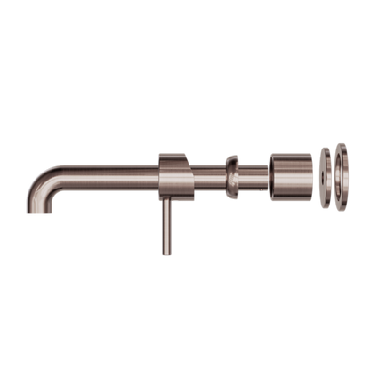 Zen SS316L Wall Basin/Bath Mixer Separate Back Plate 230mm Spout Trim Kits Only Brushed Bronze - NR162210B230tBZ