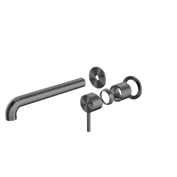 Zen SS316L Wall Basin/Bath Mixer Separate Back Plate 230mm Spout Trim Kits Only Graphite - NR162210B230tGR